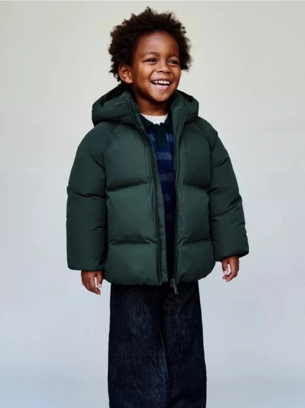 NEW Zara | Water Repellent Hooded Puffer Coat | Forrest Green | 2